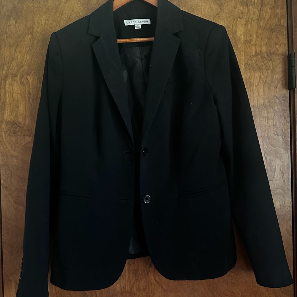 Larry Levine Black Suit Jacket Blazer Size 10